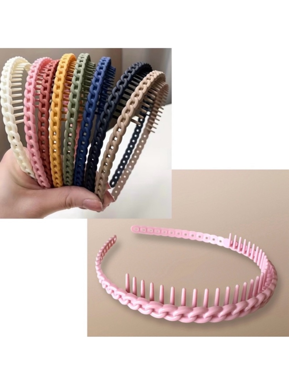 🔴 5 for $10 ONE Light Pink Plastic Toothed Headband Braided Design